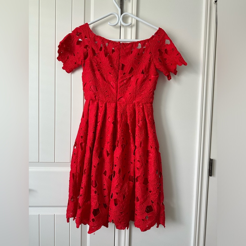 Chicwish Eyelet Dress - Red - Size S
